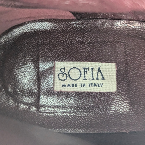 Sofia Italy Sleek Black Knee-High, Square-Toe Boots w/Silver Wrap Around 3" Heel - Picture 12 of 16